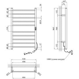 Электрический полотенцесушитель Kroner KRP Hitze-Stets CHR8753-10T 53х86,5 см нержавеющая сталь хром CV035346