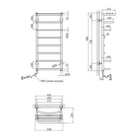 Электрический полотенцесушитель Kroner Канна ДК059040-8EL 44х90 см нержавеющая сталь хром CV032309