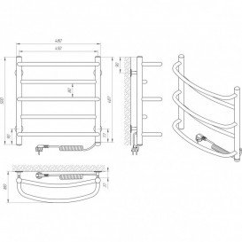 Электрический полотенцесушитель Laris Евромикс П5 450x500 Э сенсор S3 подключение справа хром 73207675