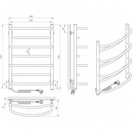 Електрична сушарка для рушників Laris Євромікс П7 450x700 Е сенсор S3 підключення зліва хром 73207680