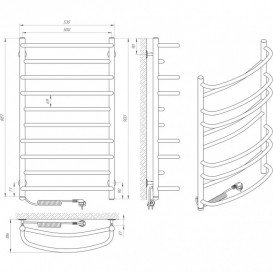 Электрический полотенцесушитель Laris Евромикс П10 500x900 Э сенсор S3 подключение слева хром 73207684
