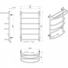 Электрический полотенцесушитель Laris Еврофлеш П6 500x800 Э с полкой подключение слева хром 73207610