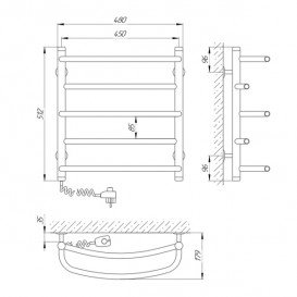 Электрический полотенцесушитель Laris Евромикс П5 Э 450х500 мм левый 73207092