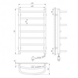 Електричний полотенцесушитель Laris Євромікс П7 Е 400x700 мм правий 73207184