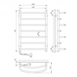 Электрический полотенцесушитель Laris Евромикс П7 Э 450х700 мм левый 73207096