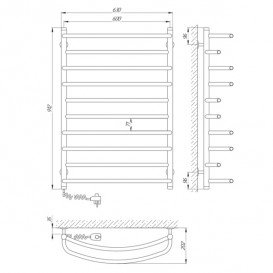 Електричний полотенцесушитель Laris Євромікс П10 Е 600х900 мм лівий 73207196