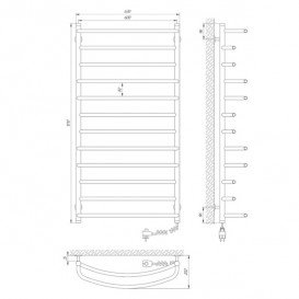 Електричний полотенцесушитель Laris Євромікс П12 Е 600х1200 мм правий 73207210
