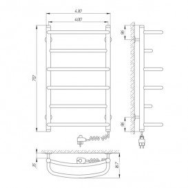 Электрический полотенцесушитель Laris Еврофлеш П6 Э 400x700 мм правый 73207383