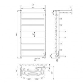 Електричний полотенцесушитель Laris Еврофлеш П8 Е 500x1000 мм правий 73207415