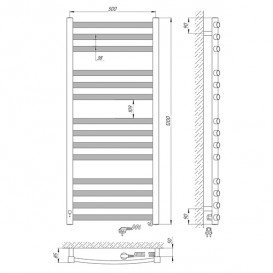 Електричний полотенцесушитель Laris Гранд П14 Е 500х1200 мм правий 73207371