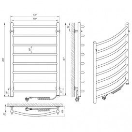 Електрична сушарка для рушників Laris Класік П8 500x800 Е сенсор S3 підключення праворуч хром 73207728