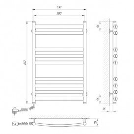 Электрический полотенцесушитель Laris Классик Премиум П9 Э 500х800 мм левый 73207175