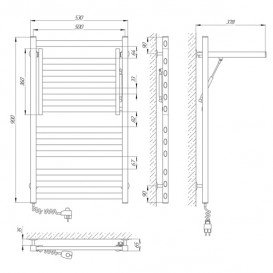 Электрический полотенцесушитель Laris Сириус П12 Э 500х900 мм левый 71207682