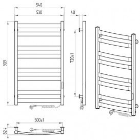 Електрична сушка для рушників Laris Зебра Атлант ЧФЧ8 500x900 Е підключення праворуч R3 чорний 73207621