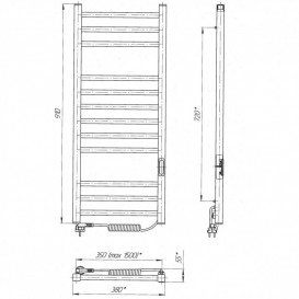 Електрична сушка для рушників Laris Зебра Імідж ЧКЧ12 350х900 Е підключення праворуч R3 чорний 73207655