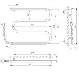Электрический полотенцесушитель Laris Змеевик 25 РС3 Э 600x500 мм левый 73207114