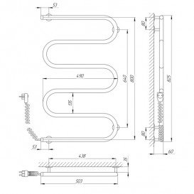 Електричний полотенцесушитель Laris Змійовик 25 РС5 Е 500x800 мм лівий 73207124