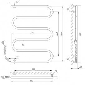 Електричний полотенцесушитель Laris Змійовик 25 РС5 Е 600x800 мм лівий 73207128