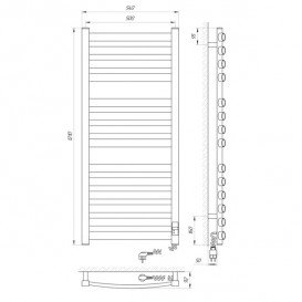Электрический полотенцесушитель Laris Зебра Атлант Премиум ЧК14 Э 500x1200 мм правый 75201082