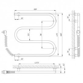 Електричний полотенцесушитель Laris Зебра Змійовик 25 ЧК3 Е 500x500 мм лівий 75201019