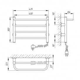 Электрический полотенцесушитель Laris Зебра Прайм ЧК4 Э 400x300 мм правый 75201064