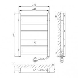 Электрический полотенцесушитель Laris ЗЕБРА АЛЬФА ЧК6 400Х600 Э (подключение справа) белый 77700068