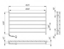 Электрический полотенцесушитель Laris ЗЕБРА ГОРИЗОНТ ЧК6 1000Х600 Э (подключение слева) белый 77700080