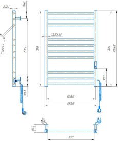 Электрический полотенцесушитель Mario Киото-I 770х530/500 TR К 2.0 регулятор хром 4820258984862