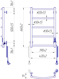 Электрический полотенцесушитель Mario Классик HP-I 650x430 TR K белый глянец 4820111357246