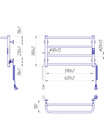 Электрический полотенцесушитель MARIO Люкс Сити-I 400х630/150 TR K полированная сталь 4820111356706