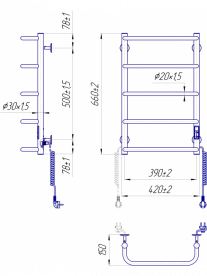 Электрический полотенцесушитель MARIO Стандарт HP-I 650х430/150 TR K полированная сталь 4820111356591