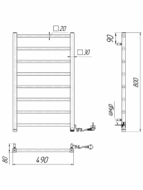 Електричний полотенцесушитель Mario Токіо-I 800x500 4820111354245