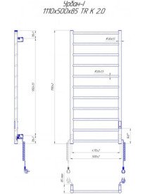Электрический полотенцесушитель Mario Урбан - I 1110x500/85 TR K 2.0 таймер-регулятор хром 4820258983162
