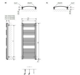 Електричний сушка для рушників Terma Dexter One 86x50 см праве підключення E8 хром WWDEN086050KCROE8P