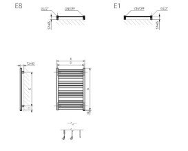 Електрична сушарка для рушників Terma Marlin One 118,5x53 см праве підключення сталь чорний WWMRN118053KS95E8P