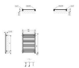 Електрична сушка для рушників Terma Marlin One 78x53 см ліве підключення сталь чорний WWMRN078053KS95E1P