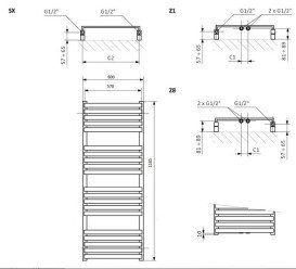 Електрична сушка для рушників Terma Quadrus Slim One 118,5х60 см праве підключення E8 чорний матовий WWQSN118060K9M5E8P