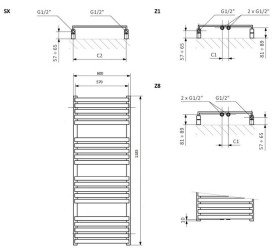 Електрична сушка для рушників Terma Quadrus Slim One 118,5х60 см ліве підключення E1 білий WWQSN118060KS96E1P