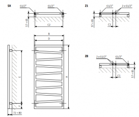 Електрична рушникосушка Terma ZigZag 830х500 мм сталь білий WLZIG083050/9016/ONE