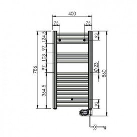 Электрический полотенцесушитель Zehnder Aura 786 х 400 мм 300W с программируемым тэном  черный матовый с/п PBEBZ-080-40-MQ-SC