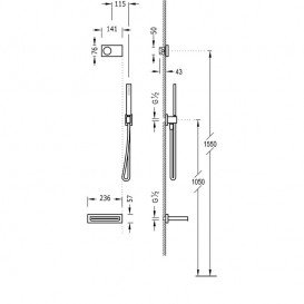 Електронна душова система прихованого монтажу Tres Shower Technology з термостатом і каскадним виливом чорний матовий/чорний 09288553NM