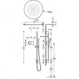 Електронна душова система прихованого монтажу Tres Shower Technology з термостатом хром/чорний 09288583
