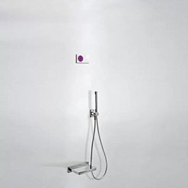 Электронная душевая система скрытого монтажа Tres Shower Technology с термостатом и каскадным изливом хром/белый 09286556