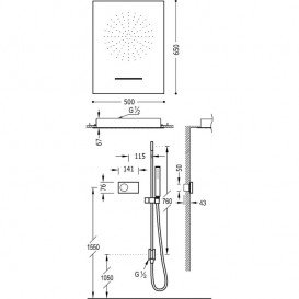 Электронная душевая система скрытого монтажа Tres Shower Technology с термостатом и штангой хром/черный 09288303