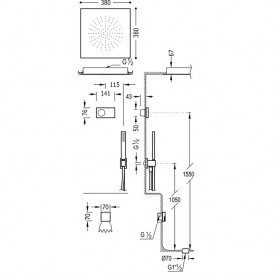 Електронна душова система прихованого монтажу Tres Shower Technology з термостатом і наповнювальним клапаном хром/білий 09286317