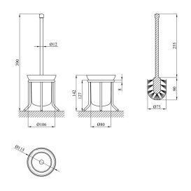 Ершик для унитаза Kroner KRM Rizze-ACG323 напольный хром/белый CV022911