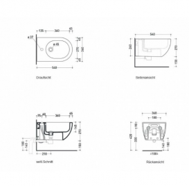 Біде підвісне Flaminia колекція APP 54х36х27 з переливом AP218