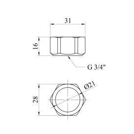 Гайка для настінного змішувача Kroner KRM C929 латунь хром CV008586