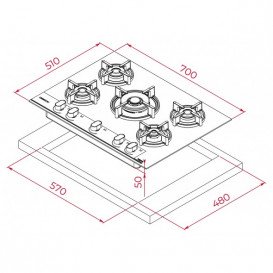 Газовая варочная поверхность Teka GBC 64 BM закаленное стекло черный матовый 112570217