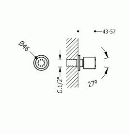 Гидромассажная форсунка Tres с 1 видом поворотной струи хром 9134415